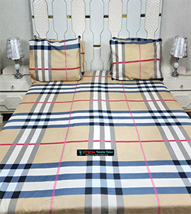 Brown Checked Cotton Bedsheetsn