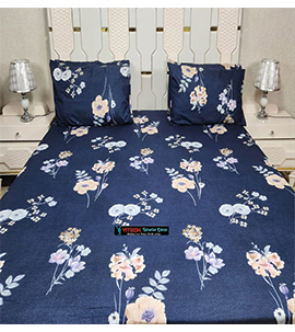 Navy Blue Floral Cotton Bedsheets