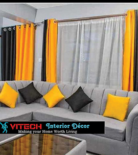 mustard yellow mixed with black curtain