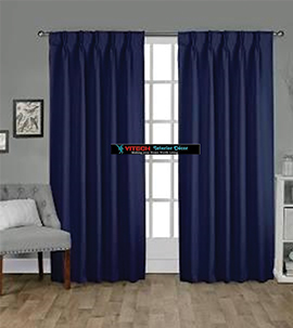 Navy Blue Plitted pinched curtain with hooks