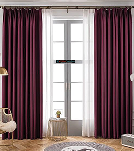 Purple mixed with white plitted pinched curtain with hooks