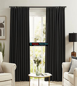 Plain Black hooked curtain with hooks