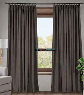 Black plitted pinched curtain with hooks