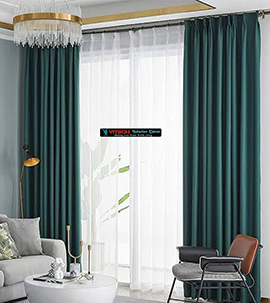 Turgoise green plitted pinched curtain