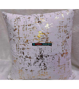 white velvet throw pillow with goldprint