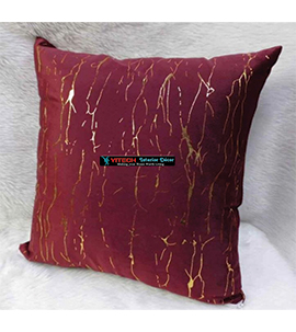 Maroon velvet throw pillow with goldprint