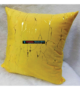 ustard yellow velvet throw pillow with goldprint