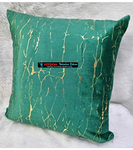 Green velvet throw pillow with goldprint 