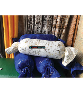 White Velvet Sausage pillow with Gold print